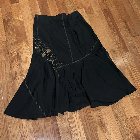 Atika vintage style Embroidered asymmetrical A line Skirt  Sz M/L - Picture 3 of 13